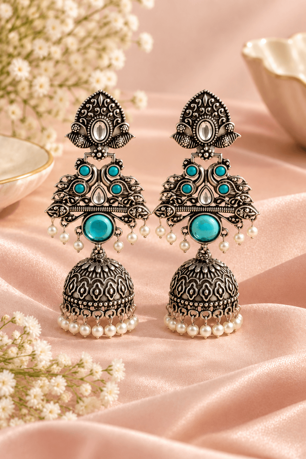 Turquoise oasis jhumka